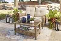 ASHLEY BRAYLEE OUTDOOR LOVE SEAT WITH COFFEE TABLE