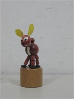3" Vtg 1940s Wooden Push Up Puppet Bunny