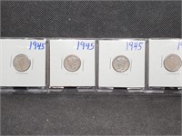 4- 1945 Mercury Dimes