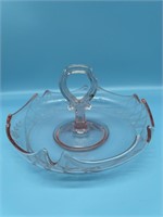 Pink Glass Server With Handle
