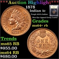 ***Auction Highlight*** 1878 Indian Cent 1c Graded