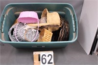 Green Tote W/ Pink Lid W/ Wicker Baskets