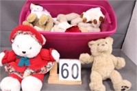 Purple Tote Of Stuffed Animals Includes 1994 Bear-