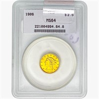 1906 $2.50 Gold Quarter Eagle TCGS MS64