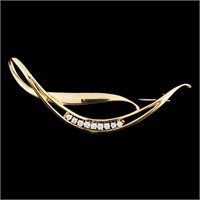 14K Gold 0.38ctw Diamond Brooch