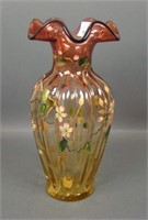 Fenton Connoisseur Hand Painted Floral Vase
