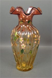 Fenton Connoisseur Hand Painted Floral Vase