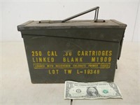 Vintage Green Metal 250 Cal .30 Cartridges Ammo