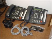 2 3Com 1102 Business Phones w/ Cables & AC