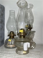 (3) Early Pattern Glass Fluid Lights