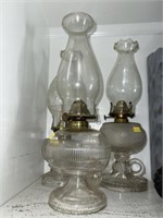 (3) Early Pattern Glass Fluid Lights