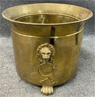 Large Brass Lion's Head Planter Jardiniere