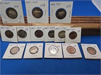 A COLLECTION OF 14 DIFFERENT 1867-1967 COINS