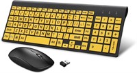 Wireless Large Print Keyboard and Mouse Combo with