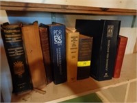 Old books, file folder shelf
