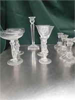 Bayel nude stem glasses and crystal candlesticks