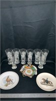 Beer glasses, set of 8 with collectable small