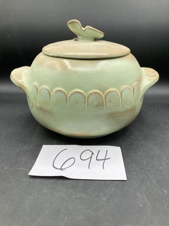 Frankoma Green Double Handle Pot