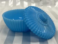 Blue Arko Agate Slag Glass 4" Vanity Jar
