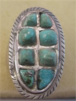 NA Turquoise & SS Ring - Hallmarked
