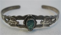 Navajo SS & Turquoise Bracelet - Hallmarked