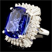 22.45ct Tanzanite & 1.98ctw Diam Ring in 18K Gold