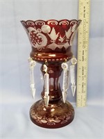 10 1/2" Egermann Ruby Red Clear Handmade Czech Rep