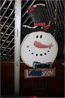 Snowman Metal Yard Ornament Sign