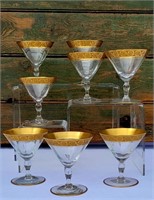 EIGHT ANTIQUE FLUTED CHAMPAGNE GLASSES
