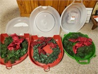 Christmas wreaths (3) and 3 cases