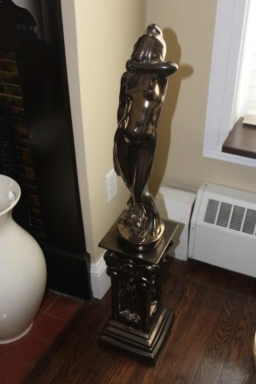 Bronze Colour Statue & Stand 44H