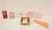Pink Candles w/ Cute Mugs & Face Flower Pot