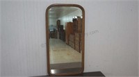 Antique Oak Frame Beveled Glass Vanity Mirror