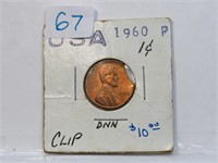 1960 P Lincoln Cent Clip ERROR