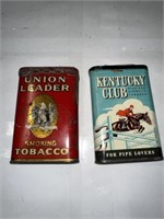 2-VINTAGE TIN TOBACCO CANS