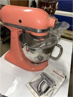 CORAL COLORED KITCHEN AID MIXER