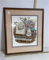 Framed Love Songs Cross Stitch Artistic Wall