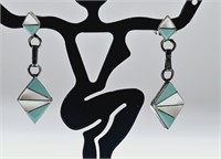 Sterling Turquoise & Mother of Pearl Earrings