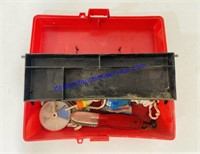 Red Plastic Tackle Box, Some Tackle Inside