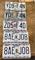 5 Missouri license plates