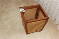 caned wood waste basket