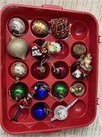 Christmas ornaments in case
