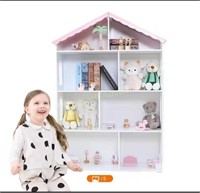 Dollhouse Bookcase with Pink Roof