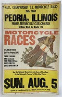 Vintage Peoria IL T.T. Motorcycle Race Poster