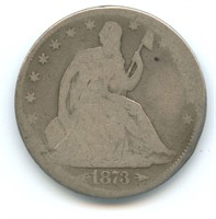 1873 Seated Liberty Half Dollar with Arrows at