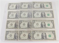 Set of 2017 Federal Reserve $1 Bills - From All