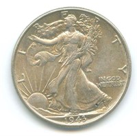 1943 Walking Liberty Half Dollar in Extremely