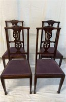 Set of 4 English dining side chairs, with a