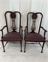 2 Antique Chippendale style armchairs with a large