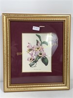 Flower wall picture in gold tone frame